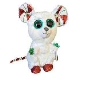 Ty Beanie Boos Chimney Holiday Mouse Plush 6" Stuffed Animal Toy White Red Green